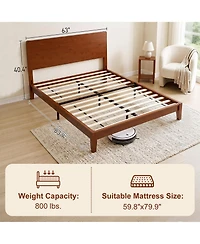 Homcom Queen Bamboo Bed Frame with Headboard, Platform