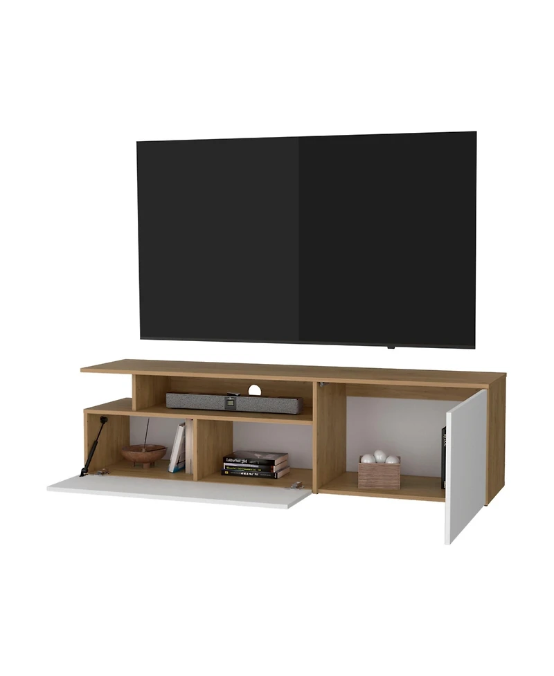 Fm Furniture Dilkon Tv Stand with Drop-Down Door, Hinged Door, Open Shelves,Cable Management