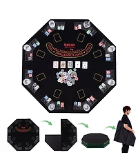 Gymax 8-Player Portable Poker Table Top Cup Holders and Chip Trays Carrying Bag