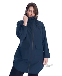 Women'S Plus Rain - Weather Resistant Raincoat With Drawstring Hood