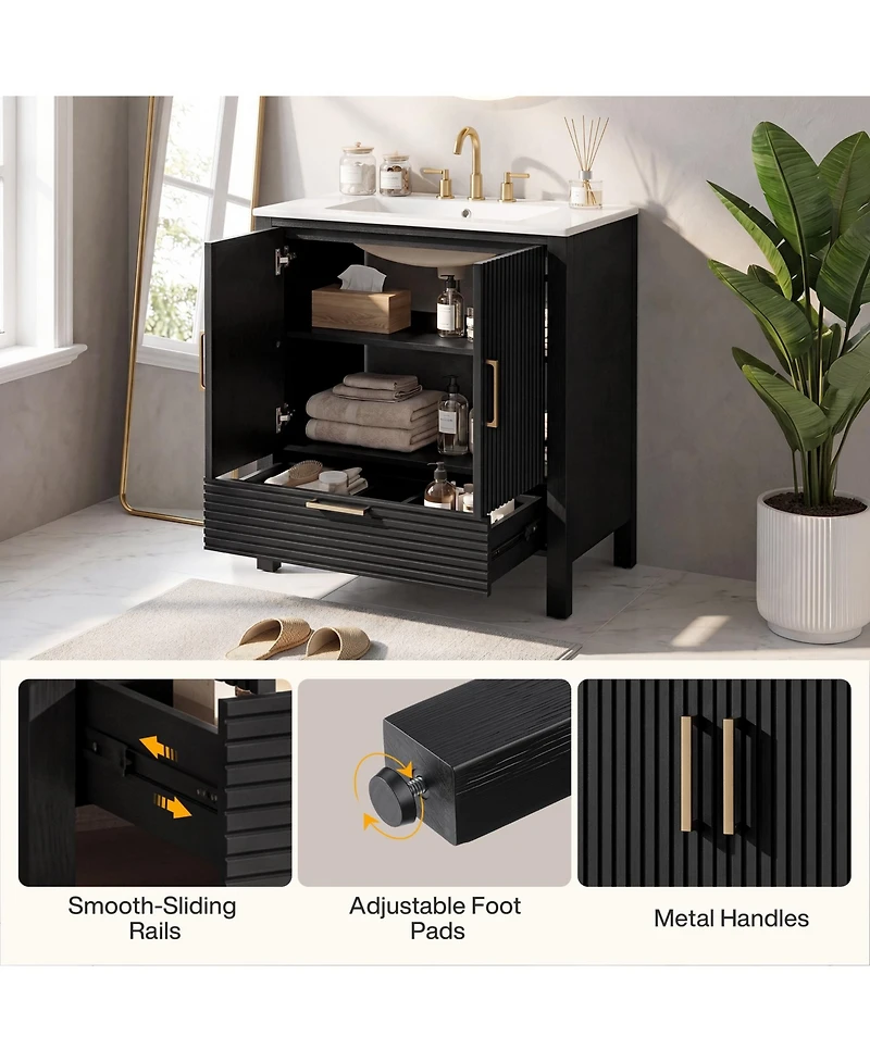 Tribesigns 30" Bathroom Vanity with Integrated Ceramic Sink