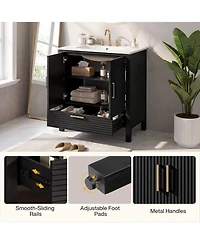 Tribesigns 30" Bathroom Vanity with Integrated Ceramic Sink