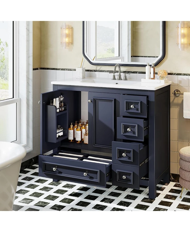 Tribesigns 36" Bathroom Vanity with Sink, 2 Doors and 1 Drawer, Solid