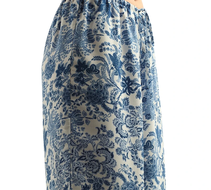 Bcx Juniors' Floral-Print Wide-Leg Pull-On Pant