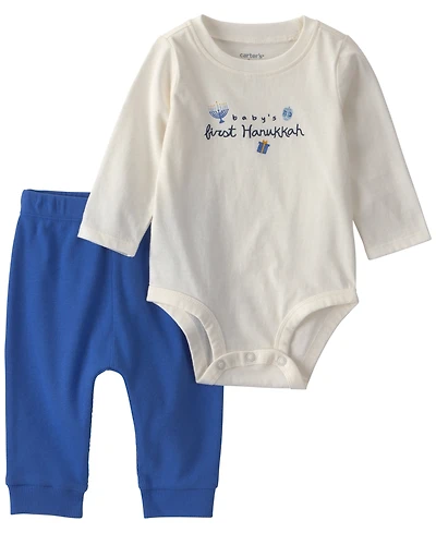 Carter's Baby Boys' and Girls' First Hanukkah Bodysuit Pants, 2-Piece Set