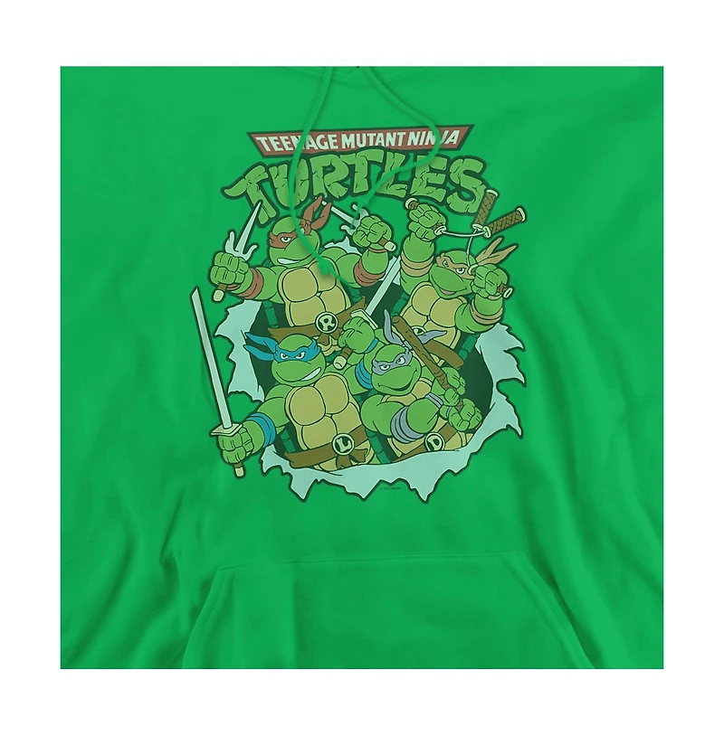 Teenage Mutant Ninja Turtles Men's Retro Group Graphic Pull-Over Hoodie