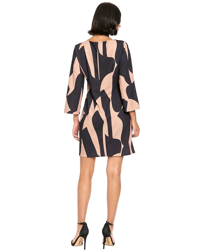 London Times Petite Long-Sleeve Printed Dress