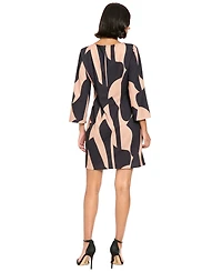 London Times Petite Long-Sleeve Printed Dress