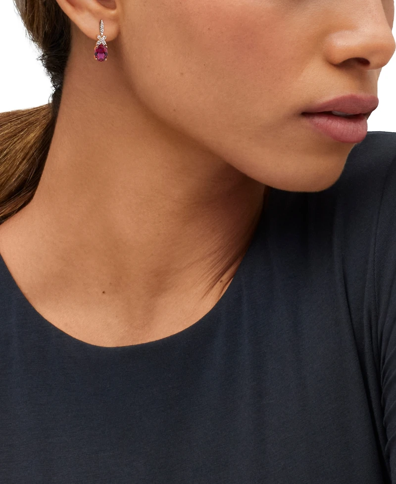 Grown With Love Lab-Grown Ruby (4-1/5 ct. t.w.) & Lab-Grown Diamond (1/2 ct. t.w.) Drop Earrings in 14k Yellow Gold