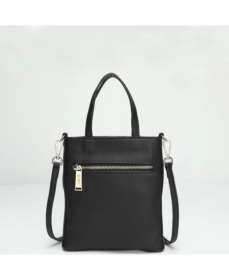 Susu Genuine Leather Small Crossbody Messenger Bag for Women, Mini Top Handle Purse with Adjustable Shoulder Strap and Front Pocket