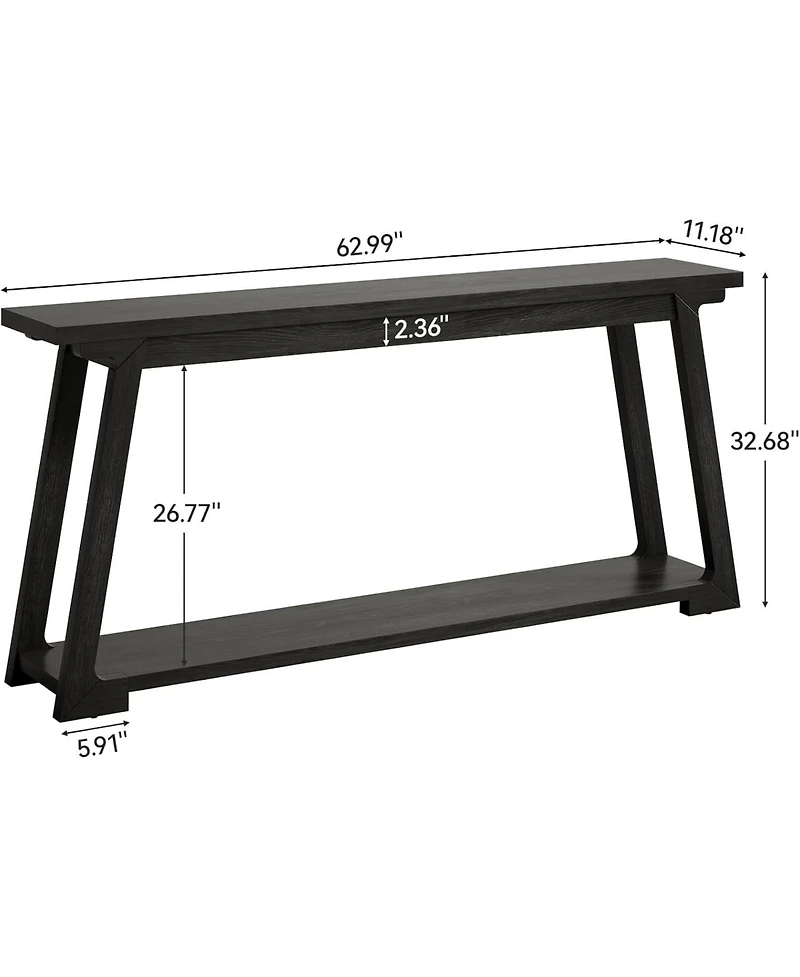 Tribesigns 63" Solid Wood Console Table with 2-Tier Storage
