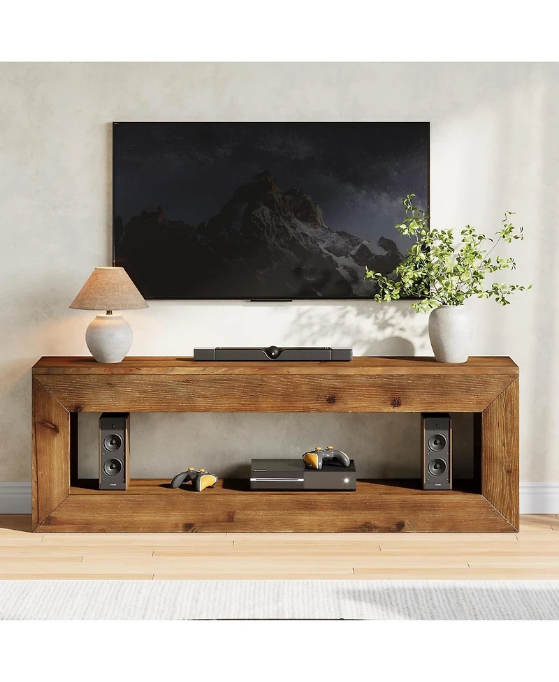 Tribesigns 47" Solid Wood Tv Stand for Tvs, Farmhouse TV Console with Storage, Low Media Console Television Stands for Living Room, Bedroom