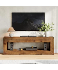 Tribesigns 47" Solid Wood Tv Stand for Tvs, Farmhouse TV Console with Storage, Low Media Console Television Stands for Living Room, Bedroom