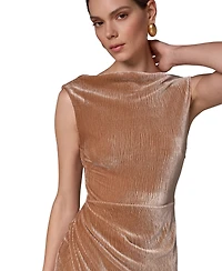 Donna Karan New York Women's Crinkled Velvet Side Ruched Midi Dress