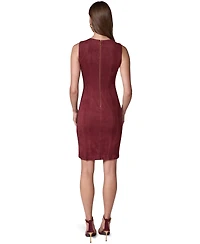 Donna Karan New York Women's Sleeveless Crewneck Suede Sheath Dress
