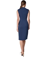 Donna Karan New York Women's Sleeveless Mock Neck Gathered Waist Midi Dress