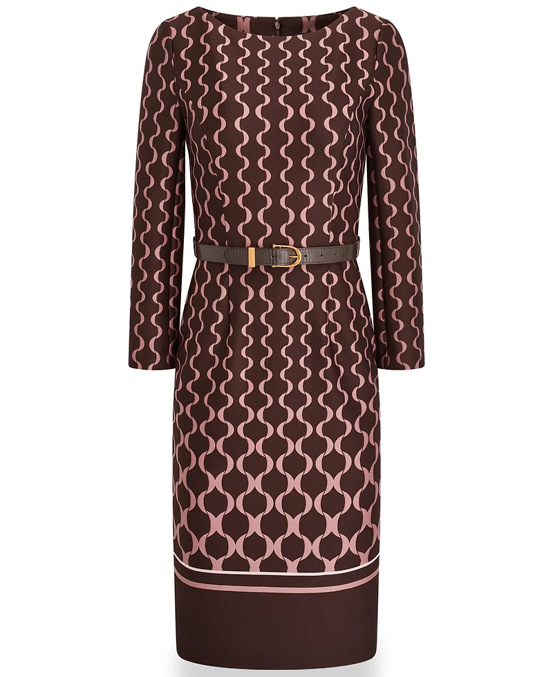 Donna Karan New York Women's Boat Neck Long-Sleeve Midi Dress