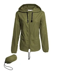 Piscifun Women Lightweight Waterproof Rain Jacket Packable Hooded Windbreaker With Pockets For Outdoor Travel