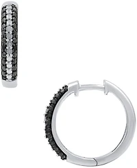 Black & White Diamond Hoop Earrings (1/6 ct. t.w.) in Sterling Silver