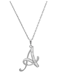 Diamond A Initial 18" Pendant Necklace (1/10 ct. t.w.) in Sterling Silver