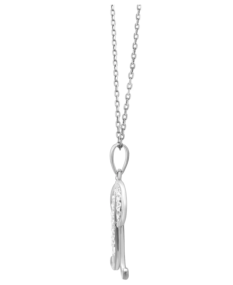 Diamond R Initial 18" Pendant Necklace (1/10 ct. t.w.) in Sterling Silver