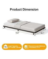 homfan Twin Metal Sofa Bed with Pull Out Lower Bed, Led Light Daybed Frame for Kids Bedroom Living Room Guest Room, Pink/Black