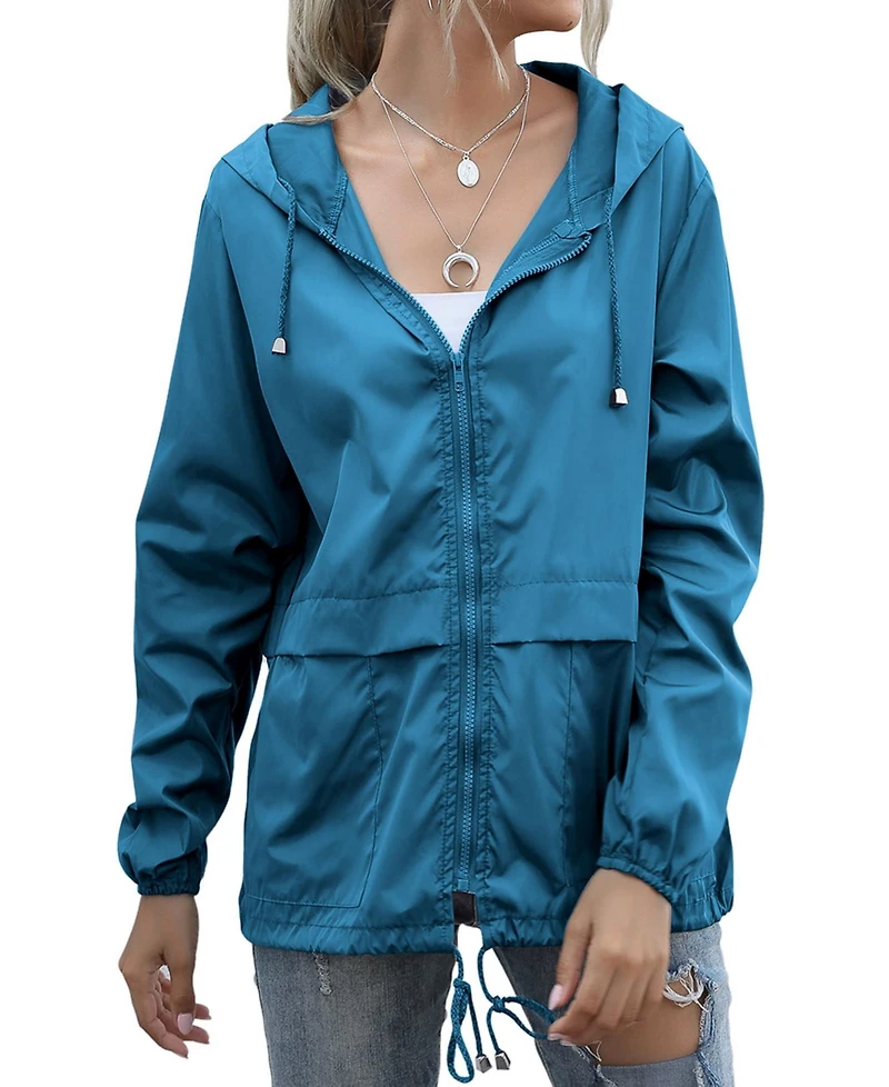 Piscifun Women's Lightweight Waterproof Packable Rain Jacket Windproof Hooded With Pockets For Travel Outdoor