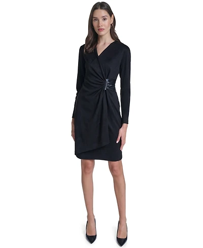 Calvin Klein Women's Long-Sleeve Wrap Sheath Dress