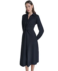 Calvin Klein Women's Collared V-Neck Front-Twist Midi Dress