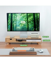 Danrong Wood Monitor Stand Riser With Drawer Cable Management Desk Organizer