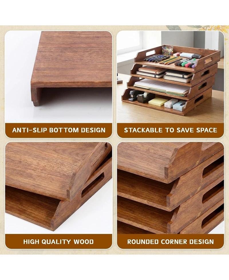 Danrong Stackable Paper Tray Desk Organizer Document Letter Magazine Holder