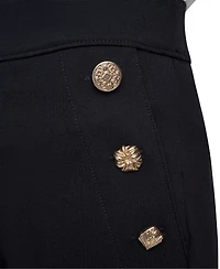 Karl Lagerfeld Paris Women's Side-Button Wide-Leg Ponte Pants