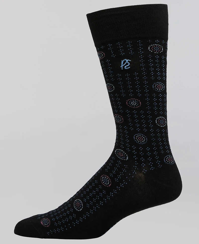 Perry Ellis Portfolio Men's Bamboo-Blend Medallion Neat Logo Crew Socks