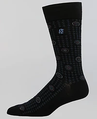 Perry Ellis Portfolio Men's Bamboo-Blend Medallion Neat Logo Crew Socks
