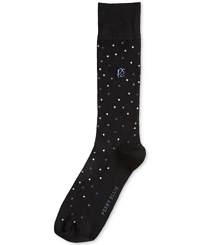 Perry Ellis Portfolio Men's Modern Dot Logo Crew Socks