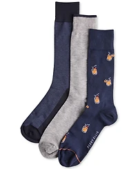 Perry Ellis Portfolio Men's Drinks Flat-Knit Stripes Crew Socks, 3-Pack