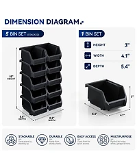 Sorbus Extra Small Open Front Stackable Garage Storage Bin – Heavy Duty Plastic Organizer Tote for Tools, Hardware and Shelving