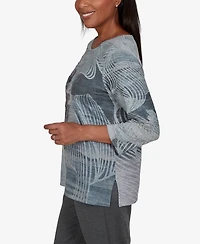 Alfred Dunner Petite Crewneck 3/4-Sleeve Floral-Print T-Shirt
