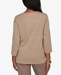Alfred Dunner Petite Crewneck 3/4-Sleeve T-Shirt