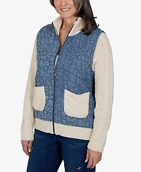 Alfred Dunner Petite Quilted Cable-Knit Short Jacket