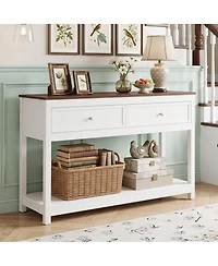 Gymax 47' Farmhouse Console Table with 2 Drawers and Open Storage Shelf Anti-Topping Kits