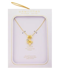 Unwritten Cubic Zirconia Gold-Plated Clover Charm Pendant Necklace