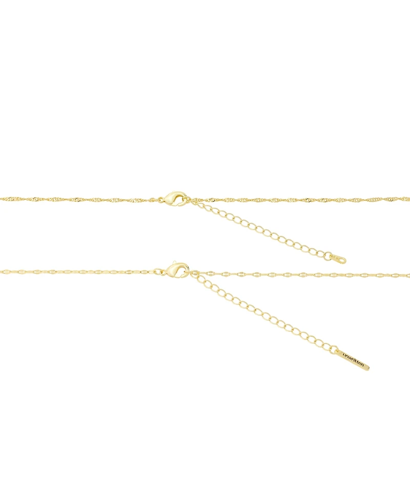 Unwritten Cubic Zirconia and Imitation Pearl Gold-Plated Lock and Key Charm Layered Necklace Set