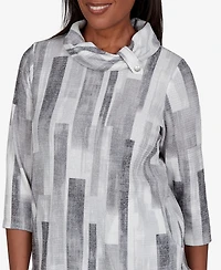 Alfred Dunner Women's Cowl Neck 3/4-Sleeve Pullover Tunic Top