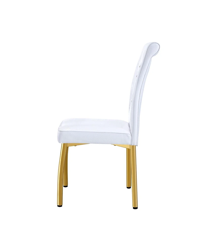 Streamdale Furniture Set of 2 Retro Alligator-Textured Dining Chairs with Crystal Buckle