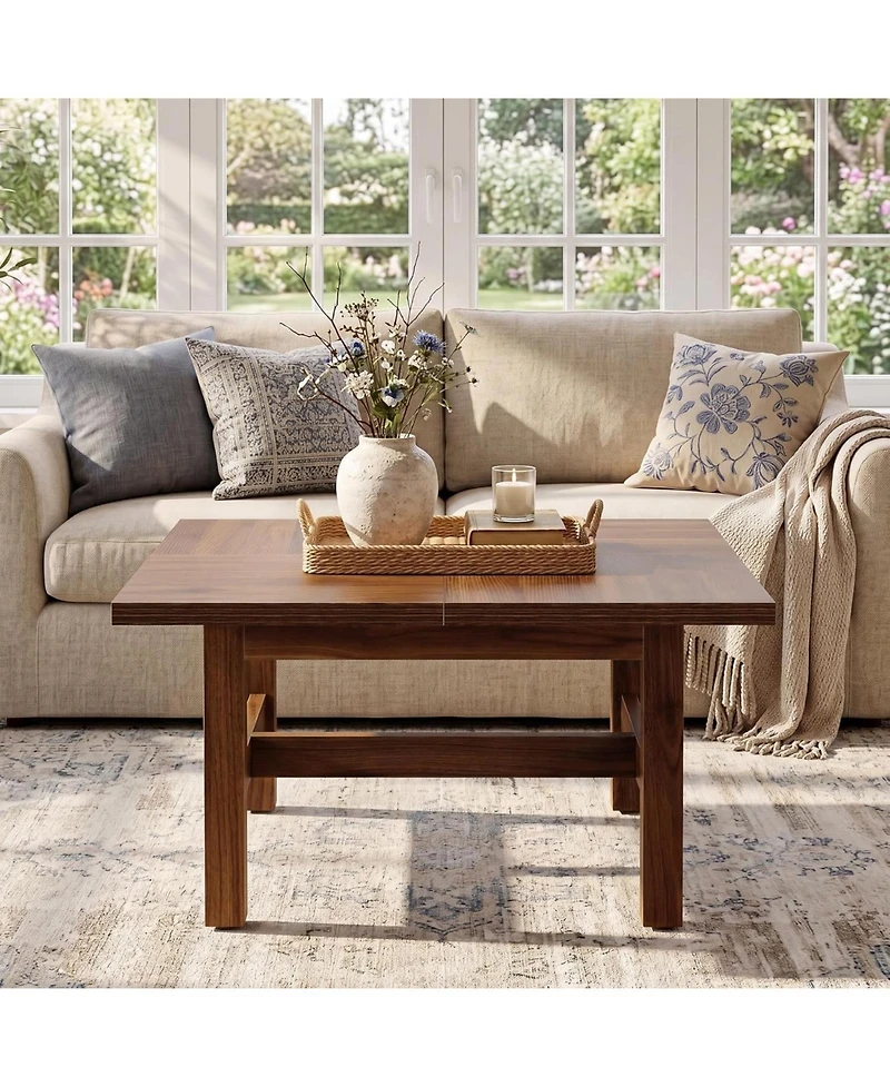 Tribesigns Mid-Century Wood Coffee Table for Living Room, Home Office, Small Apartment, Saving Space