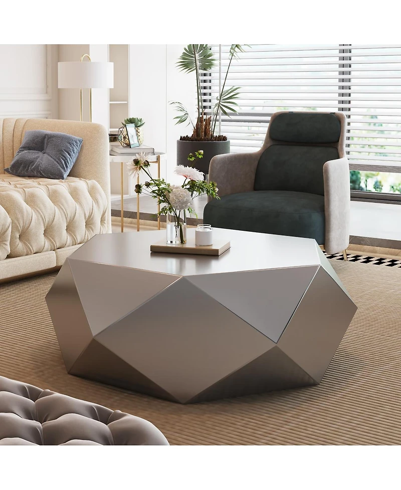 Streamdale Furniture Modern Stainless Steel Geometric Coffee Table, No Assembly