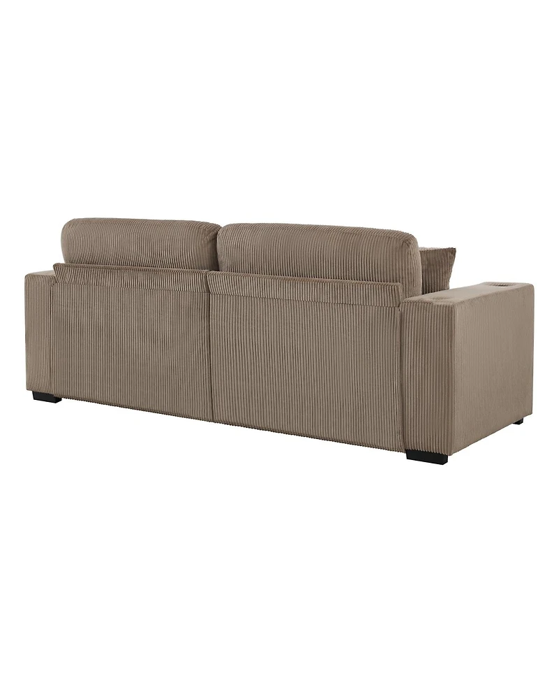 Streamdale Furniture L-Shaped Corduroy Sectional Sofa with Cup Holders and Charging Ports