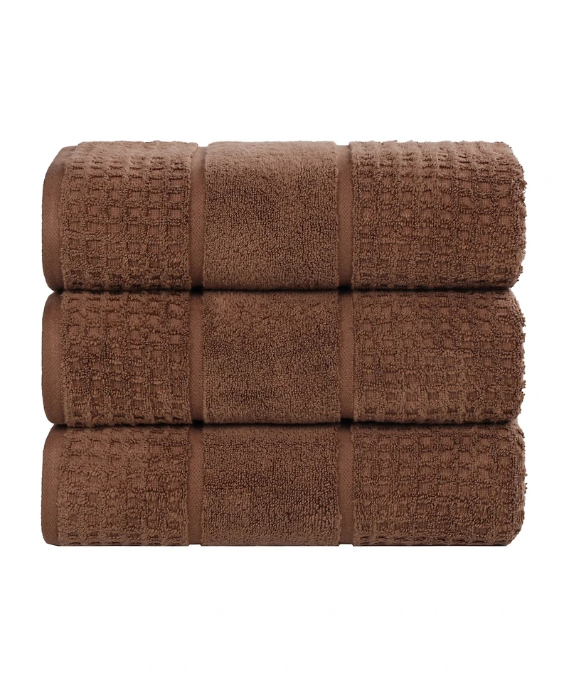 Superior Napa Zero Twist Waffle Honeycomb Plush Soft Absorbent 3-Piece Bath Towel Set
