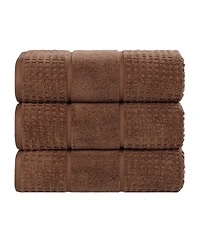 Superior Napa Zero Twist Waffle Honeycomb Plush Soft Absorbent 3-Piece Bath Towel Set